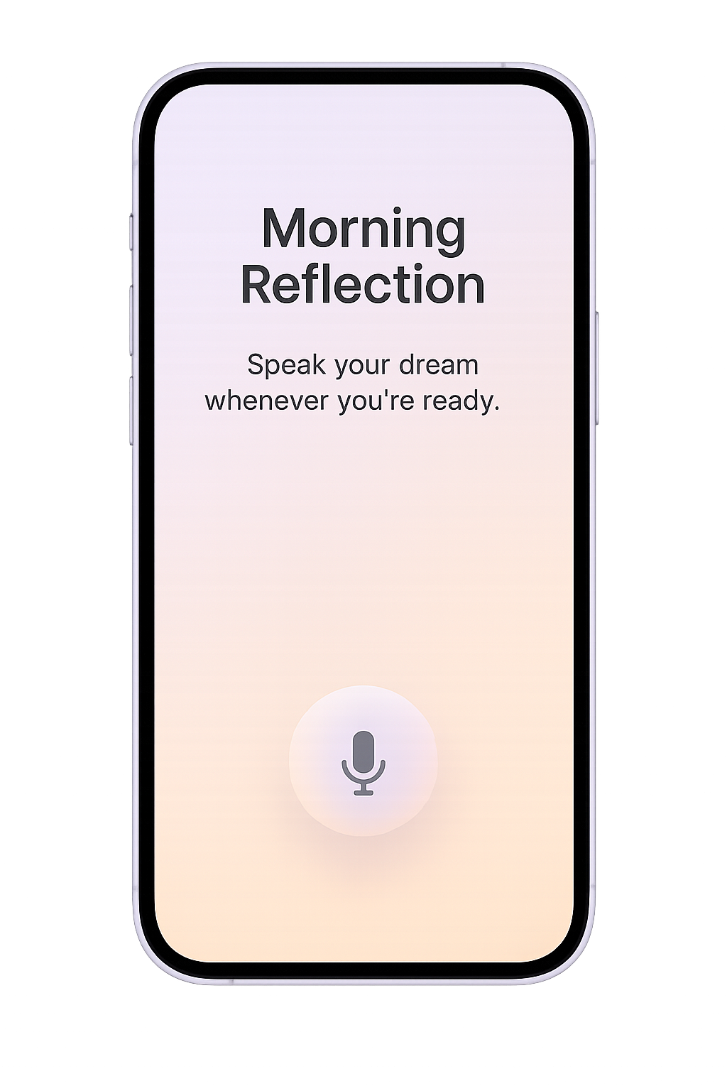 NoteMyDream app showing Morning Reflection screen with microphone